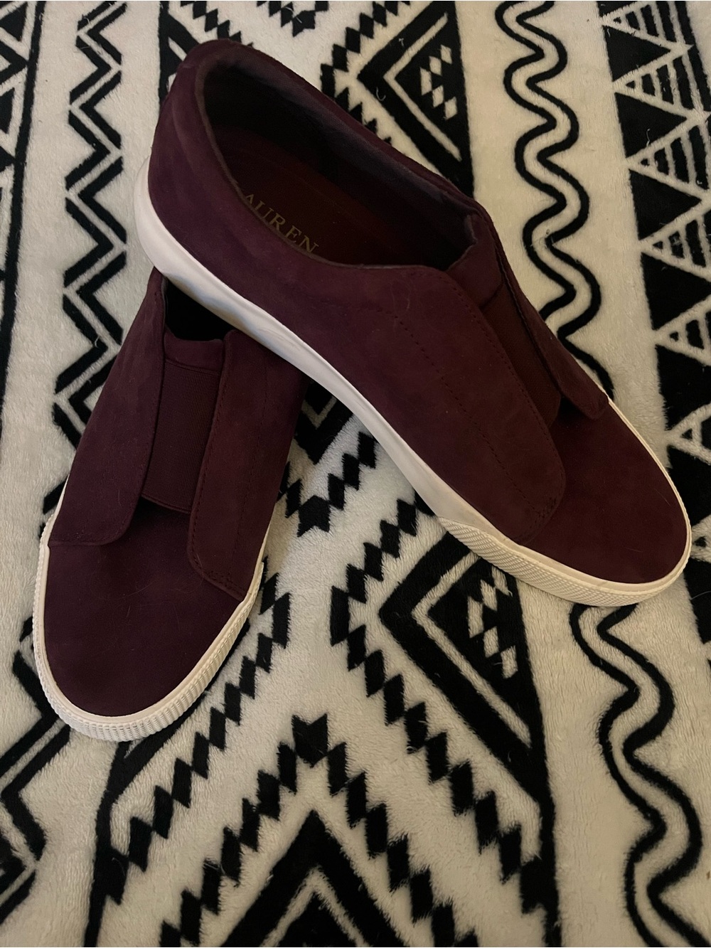 RLL Slip-On Women’s Suede Sneakers in Deep Burgundy